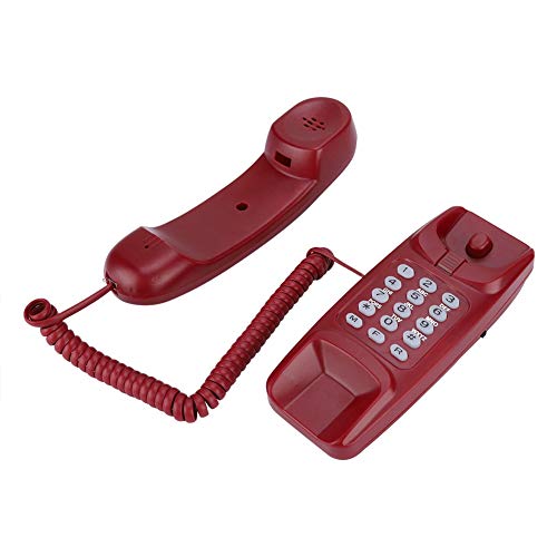 ASHATA Wandtelefon Schnurgebundes Telefon, Schnurtelefon Wand Schreibtisch Kompakttelefon,Festnetztelefon Analog Telefon mit Anrufstummschaltung/Flash-Funktion für Hause Büro Hotel (Rot) von ASHATA