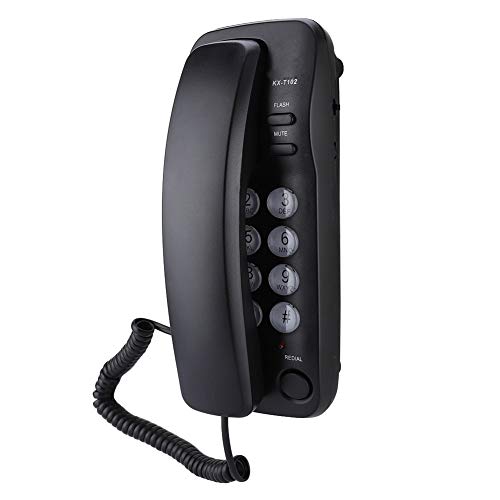 ASHATA Wandtelefon Schnurgebundes Telefon,Desktop Wand Schnurtelefon Kompakttelefon Mit Wahlwiederholung,Festnetztelefon Analog Telefon Flash-Funktion für Hause Büro Hotel(Schwarz) von ASHATA