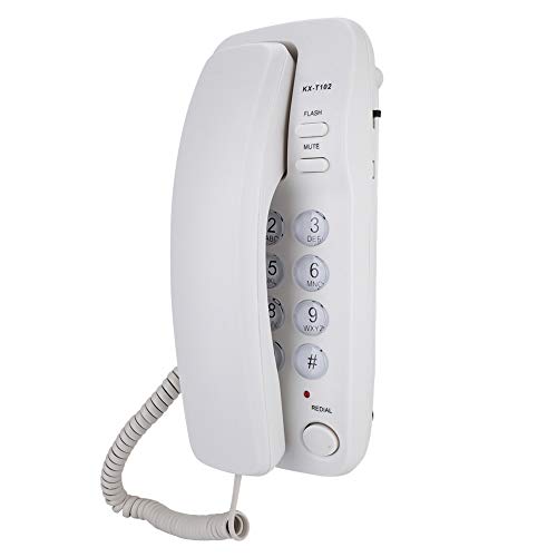 ASHATA Wandtelefon Schnurgebundes Telefon,Desktop Wand Schnurtelefon Kompakttelefon Mit Wahlwiederholung,Festnetztelefon Analog Telefon Flash-Funktion für Hause Büro Hotel(Weiß) von ASHATA