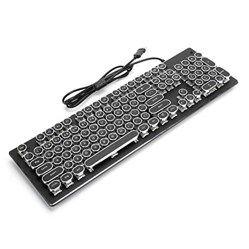 ASHATA Wired Mechanical Gaming Keyboard Retro Wired Gaming Keyboard Key Click mit 104 Tasten Mixed Light Ergonomisches Design Wasserdicht und Staubdicht Plug and Play (Schwarz) von ASHATA