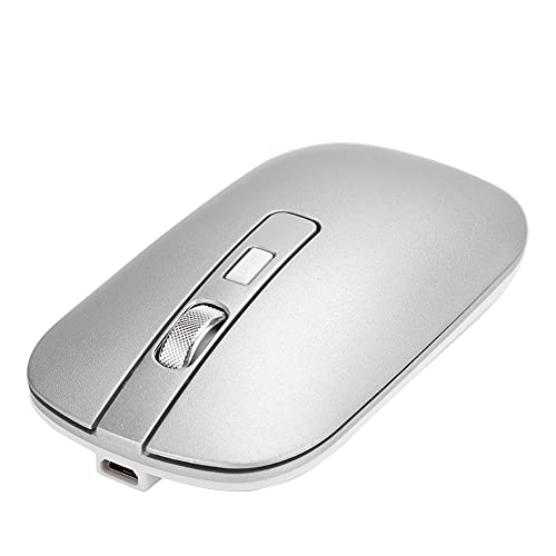 ASHATA Wireless Mouse, 2,4 G Wireless Mouse Ergonomisches 1600 DPI Hochauflösendes USB-Ladecomputerzubehör, Tragbare Mobile Optische Maus für Notebook, PC, Laptop (Silber) von ASHATA