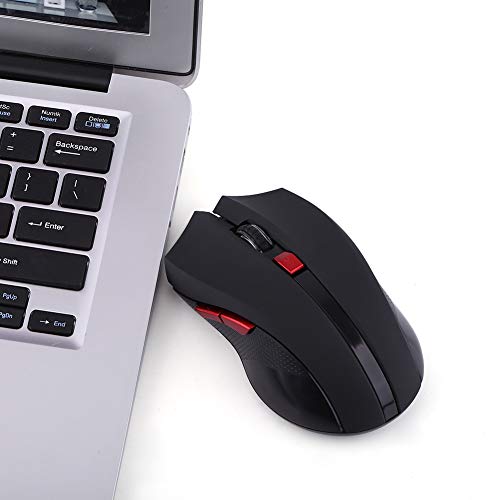 ASHATA Wireless Mouse,Tragbare Mobile Optische Maus Optische Einstellbar Gaming-Maus,Mechanische Maus Plug & Play für Notebook, PC, Laptop, Computer usw. (Schwarz) von ASHATA