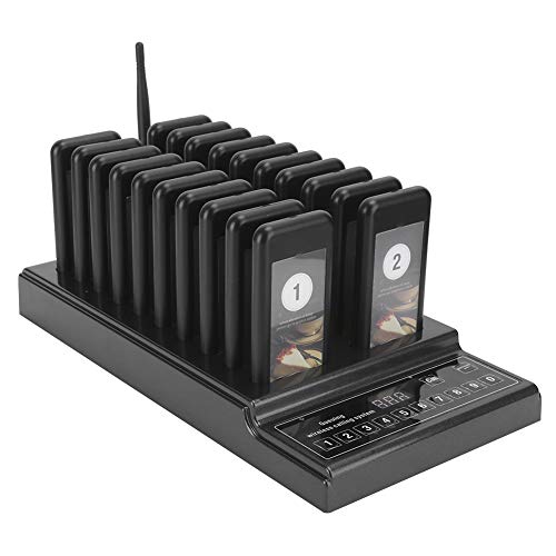 ASHATA Wireless Queue Calling System, Restaurant Wireless Calling System Warteschlange Guest Paging System 999-Kanal Restaurant Pager SU-68Z 110-240V(Schwarz) von ASHATA