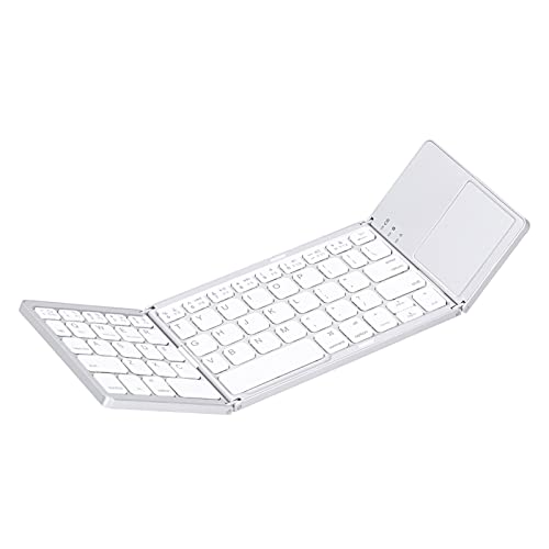 ASHATA Zusammenklappbare Bluetooth-Tastatur, Faltbare Wiederaufladbare Bluetooth-Tastatur mit TouchPad, Dual-Mode-Unterstützung USB-Kabelverbindung mit Wiederaufladbarem Akku(Weiß) von ASHATA
