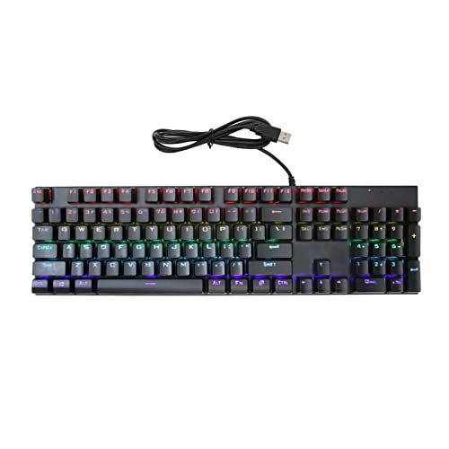 ASHATA Zweifarbige RGB-Gaming-Tastatur, Mechanische Tastatur mit 104 Tasten und Blauem Schalter, 28 Hintergrundbeleuchtungsmodi, Ergonomisches Design, Breite Kompatibilität von ASHATA