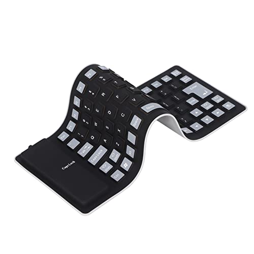 ASHATA wasserdichte Silikontastatur, Faltbare Flexible USB Staubdichte Silent Tastatur 85 Tasten, Leicht & Tragbar,Weich Angenehm zu Bedienen, Für PC Laptops(Schwarz) von ASHATA
