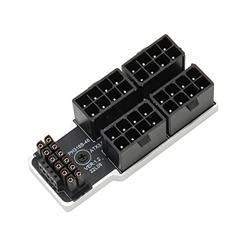 ATX 4 8P Abgewinkelter Adapter, 180 Grad Netzteilplatine, 32P auf 16P 600W 12V HPWR Plug-and-Play-Grafikkarten-Netzadapterplatine für Desktop-Motherboard (Silber) von ASHATA