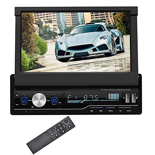 Autoradio Bluetooth 4.0 T100 7 Zoll 2 Din Einziehbarer Auto-Video-Player mit HD Ausfahrbarer Touchscreen,FM/AM/BT/TF/USB/MP5/AUX,Anschlüsse für Rückfahrkamera,RDS Fähig,Kompatibel für Android von ASHATA