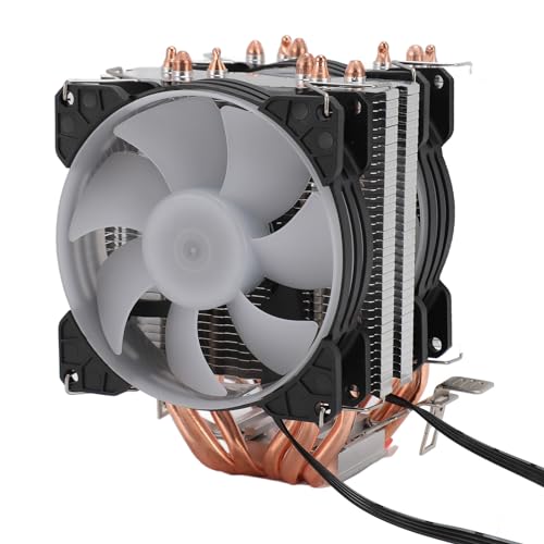 CPU Luftkühler, 6 Kupfer Heatpipes, Dual Tower CPU Kühler, 4 Pin 90 mm Computer CPU Lüfter mit RGB Beleuchtung für LGA115X 1366 für 754 AM2 von ASHATA