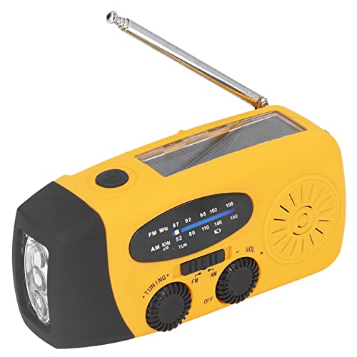 Emergency Solar Radio, Notfall-Wetterradio Handkurbel FM/AM/WB NOAA mit Solarladung und Taschenlampe, IPX3 Wasserdicht, für Camping zu Hause Im Freien,Gelb (Europäisches Modell) von ASHATA