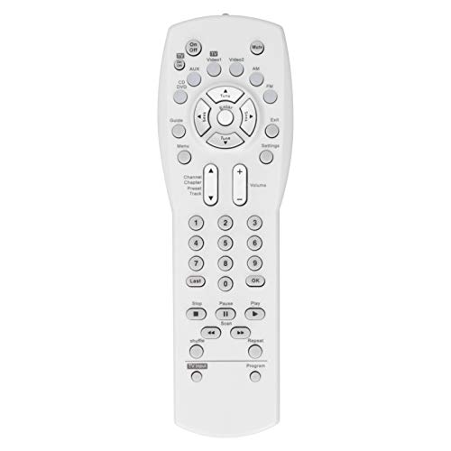 Ersatzfernbedienung Kompatibel mit AV 321-Serie, TV/DVD/VCR/AUX/Audio/Video Media Center-Systemcontroller(Weiß) von ASHATA