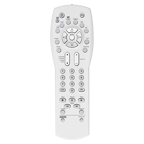 Ersatzfernbedienung Kompatibel mit AV 321-Serie, TV/DVD/VCR/AUX/Audio/Video Media Center-Systemcontroller(Weiß) von ASHATA