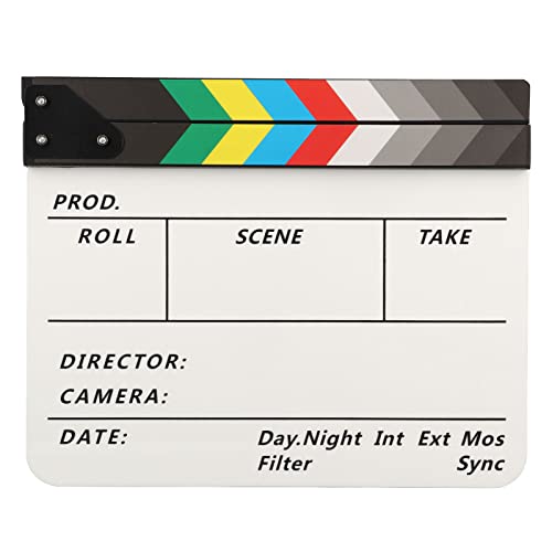 Filmrequisiten Clap Board, Movie Clapboard Crisp Sound Colorful Portable, Acryl Film Director Clapper Board mit Radiergummi für TV-Serienaufnahmen von ASHATA