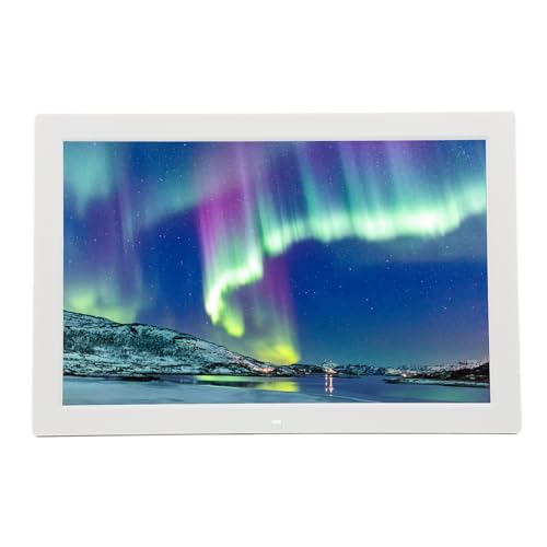 Fotodisplay Touchscreen HD, 17 Zoll Smart Digitaler Bilderrahmen, Digitaler Bilderrahmen mit Fernbedienung 100‑240 V für Home White (EU-Stecker) von ASHATA