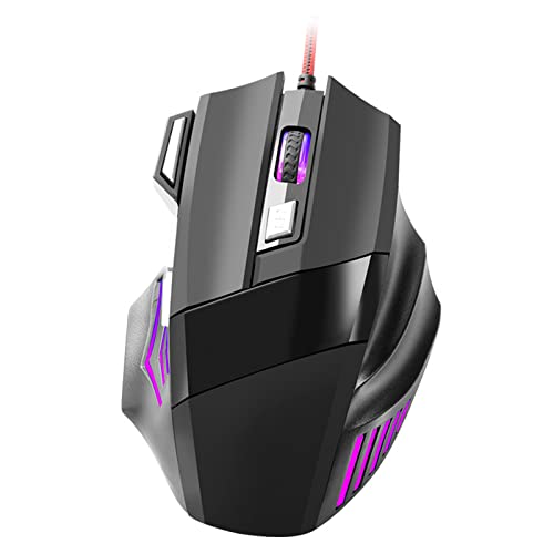 Gaming-Maus, Leichte Gaming-Maus mit RGB-Hintergrundbeleuchtung, Einstellbare DPI, Genaue Steuerung, Ergonomisches Design, Kabelgebundene Mechanische Maus, Plug-and-Play, für Windows/PC/Laptop-Gamer von ASHATA