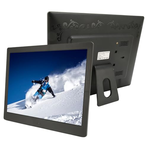 H16C 16-Zoll-Digital-Bilderrahmen, 4:3 1600 X 1200 Elektronischer Digitaler Fotorahmen, Unterstützt Video-Musik-Bildwiedergabe, USB-SD- und MMC-Karte, Wandmontage Möglich, (Black) von ASHATA