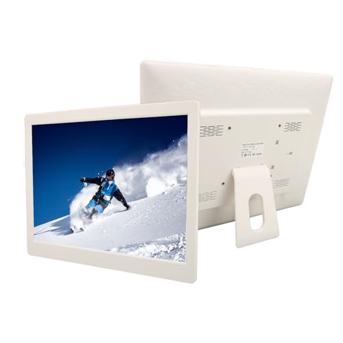 H16C 16-Zoll-Digital-Bilderrahmen, 4:3 1600 X 1200 Elektronischer Digitaler Fotorahmen, Unterstützt Video-Musik-Bildwiedergabe, USB-SD- und MMC-Karte, Wandmontage Möglich, (White) von ASHATA