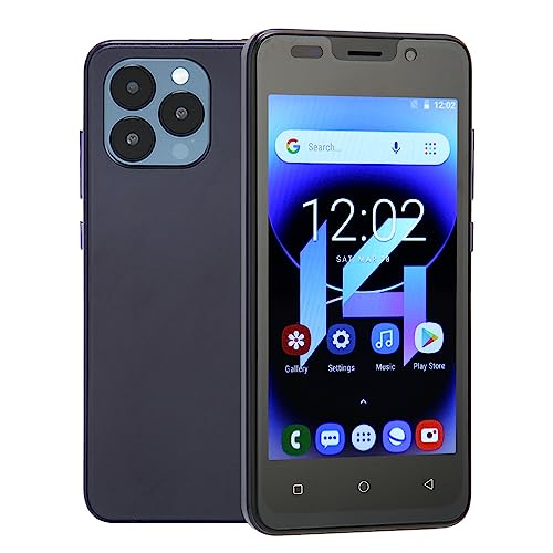 I14 Pro Max 5,0 Zoll 3G Smartphone, Face Unlocked Phone, 4 GB RAM 32 GB ROM Dual Cards Dual Standby für Android 10 System Lila von ASHATA