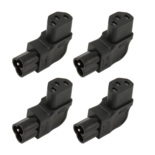 IEC320 C6 auf C13 Netzteil, Verlängerungs-Netzstecker-Adapter, 90 Grad 2,5 A-10 A 250 V-Steckdosen-Adapter für USV-Computer-Steckdose, 4 Stück von ASHATA