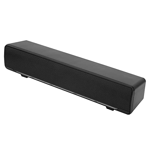 Kabelgebundener Lautsprecher, USB-Kabelgebundener Stereo-Soundbar-Musik-Player, Bass-Surround-Soundbox, mit 3,5-mm-Audiostecker, Leicht und Tragbar, für PC-Handys (Schwarz) von ASHATA