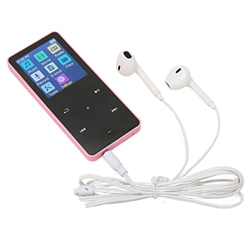 MP3-Player mit Bluetooth, 1,8-Zoll-Touchscreen, MP3-MP4-Player, Android-Streaming-Musik-Player, HiFi, Verlustfreier, Leichter, Tragbarer Musik-Player für den Sport (Rosa) von ASHATA