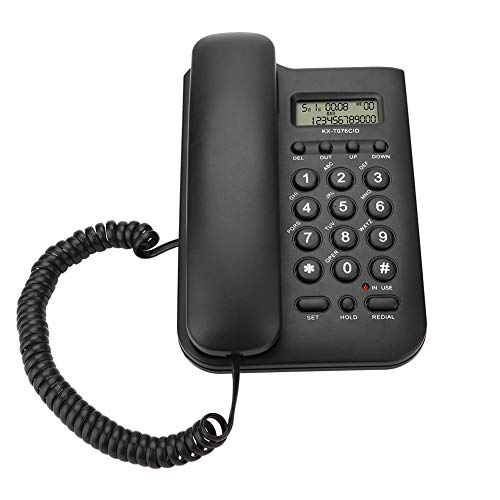 N.INC Schnurgebundes Telefon/Schnurtelefon, LCD Display Home Wired Desktop Telefon Festnetztelefon,FSK/DTMF Einfaches Telefon Freisprechen Analog Telefon für Hause Büro Hotel usw.(Schwarz) von ASHATA