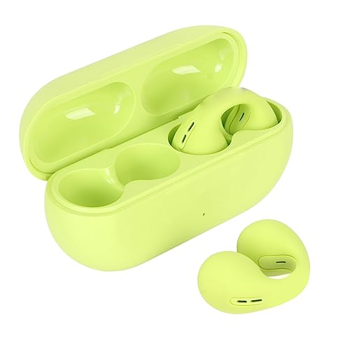 Ohrclip-Bluetooth-Kopfhörer, Schmerzloser Kabelloser Open-Ear-Clip-on-Kopfhörer, wasserdichte Stereo-Geräuschunterdrückung, Knochenleitung, Offene Ohr-Wireless-Ohrhörer für den (Grün) von ASHATA