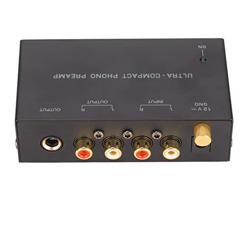 Phono-Plattenspieler-Vorverstärker, PP400-Plattenspieler-Verstärker, Audio-Stereo-Phonographen-Vorverstärker mit RCA-Eingang, RCA-Ausgang, Unabhängige Knopfsteuerung, 12-V-DC-Netzteil(EU) von ASHATA