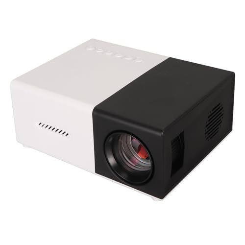 Projektor, Full HD 1080P-Videoprojektor, Multimedia-Schnittstelle, USB-AV-Anschluss, Eingebauter Stereo-Lautsprecher, Geräuscharmer Heimkino-Filmtelefon-Projektor (weiß schwarz) von ASHATA