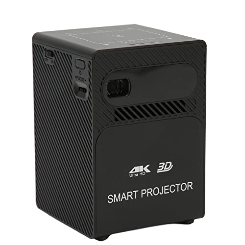 Projektor 3D 4K, BT WiFi 8000 MAh Kabelloser Projektor mit Fernbedienung, Halterung, Automatischer Trapezkorrektur, Kompatibel fürund für IOS (Black) von ASHATA