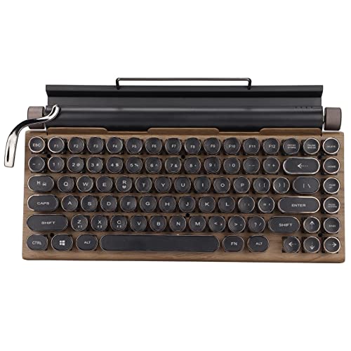 Retro-Schreibmaschinentastatur, Mechanische Bluetooth-Tastatur, 83 Tasten, Vintage, Verschleißfeste Gaming-Tastatur, Unterstützt Drahtlose 2000-Ma-Helligkeitseinstellung, Elektrische Schreibmaschinent von ASHATA