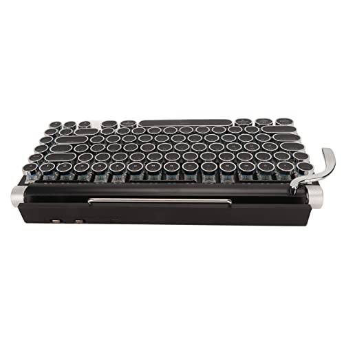 Retro-Schreibmaschinentastatur mit 83 Tasten, Kabellose Mechanische Bluetooth-Tastatur, Runde Tastenkappen mit Vier Achsen, Siebenfarbige RGB-Beleuchtung (Schwarz) von ASHATA