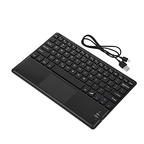 Richer-R Bluetooth Tastatur, Kabellos Wireless Bluetooth V3.0 Tastatur mit Touchpad geeignet für Windows PC Android Handy Tablet 10.1 Zoll Schwarz von ASHATA