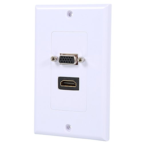 Richer-R HDMI Wanddose, 1 Port HDMI Buchse+1 Port VGA Buchse AV Steckdose Frontplatte,High Speed HDMI VGA Adapter Steckdose anschließen Dekorative Face Cover Weiß Richer-R HDMI Wanddose, 1 Port HDMI Buchse+1 Port VGA Buchse AV Steckdose Frontplatte,High Speed HDMI VGA Adapter Steckdose anschließen Dekorative Face Cover Weiß von ASHATA