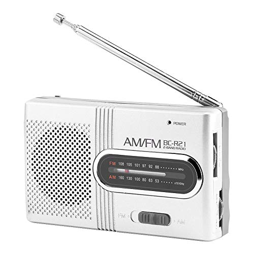 Richer-R Tragbares Digitales Radio, Tragbare AM/FM Radio Stereo Lautsprecher Empfänger Musik Player, Taschenradio Digitalradio mit Antenna für Outdoor Silberig von ASHATA