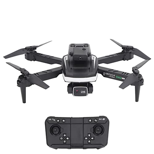 S162 RC-Drohne, CDrone mit Kamera, RC-Quadrocopter, WiFi-Drohne Zur Hindernisvermeidung mit 4K HD-Dual-Kamera-LED-Grünlichtstreifen von ASHATA