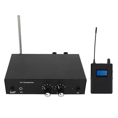 S2T Wireless Monitorsystem, Stereo Wireless Monitorsystem Kit, 670 Bis 680 MHz Wireless Monitor Sender Empfänger mit Kopfhörer, LCD Bildschirm, für den Innen und Außenbereich (EU) von ASHATA