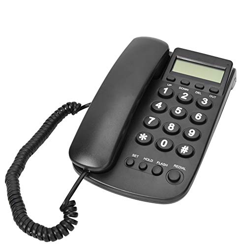 Schnurgebundes Telefon,FSK/DTMF-Dualsystem Schnurgebundenes Schreibtisch Desktop Telefon,LCD Analog Telefon Tischtelefon mit Blitzfunktion für Hause Büro Hotel(Schwarz) von ASHATA