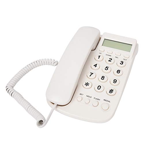 Schnurgebundes Telefon,FSK/DTMF-Dualsystem Schnurgebundenes Schreibtisch Desktop Telefon,LCD Analog Telefon Tischtelefon mit Blitzfunktion für Hause Büro Hotel(Weiß) von ASHATA