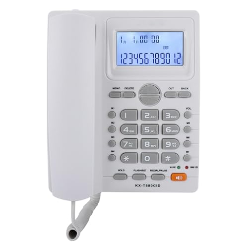 Schnurgebundes Telefon,LCD-Bildschirm Schnurtelefon Desktop Telefon mit Klarer Ton Freisprecheinrichtung,Tischtelefon Rauschunterdrückung Analog Telefon mit Dual-Port für Hause/Büro(Weiß) von ASHATA