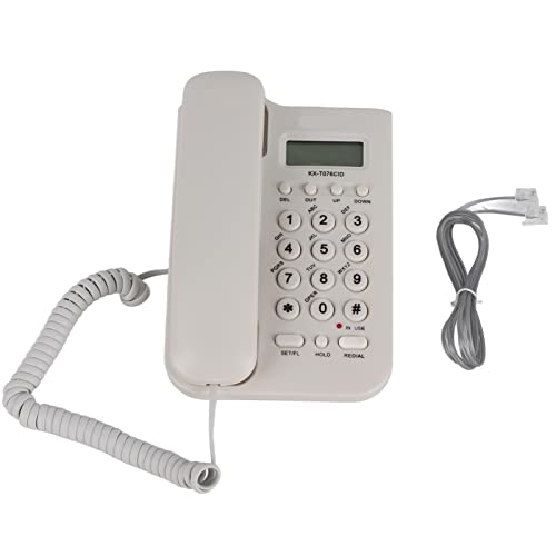 Schnurgebundes Telefon/Schnurtelefon,ASHATA LCD Display Home Wired Desktop Telefon Festnetztelefon,FSK/DTMF Einfaches Telefon Freisprechen Analog Telefon für Hause Büro Hotel usw.(Weiß) von ASHATA