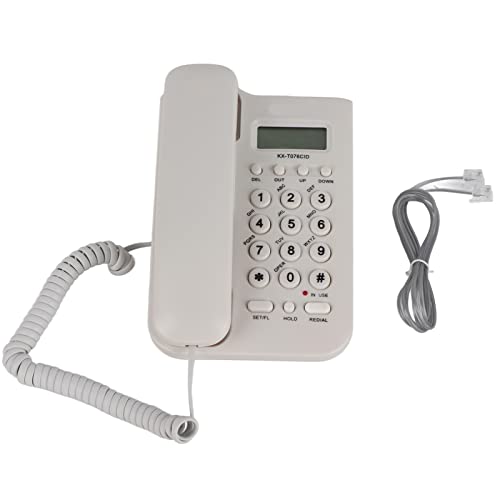 ASHATA Schnurgebundes Telefon/Schnurtelefon, LCD Display Home Wired Desktop Telefon Festnetztelefon,FSK/DTMF Einfaches Telefon Freisprechen Analog Telefon für Hause Büro Hotel usw.(Weiß) von ASHATA