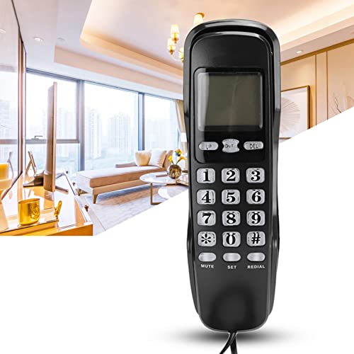 Schnurlostelefon, DTMF/FSK-Dualsystem-Telefon, Telefon mit Anrufer-ID-Anzeige für das Heimbüro, LCD-Telefon mit Festem Desktop-Display (Schwarz) von ASHATA