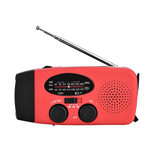 Solar Radio,AM/FM/NOAA Kurbelradio Solarradio Wiederaufladbare Dynamo Radio mit LED Taschenlampe,Handkurbel Solar Radio Notfall Powerbank Handy Ladegerät für Camping Outdoor Wandern(Rot) (rot) von ASHATA