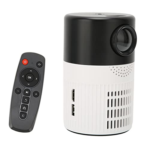 Tragbarer Videoprojektor, HD 1080P -Projektor Home Pocket Projector Cinematic Sound Dual Fan Cooling Filmprojektor für Schlafzimmer DVD(Schwarz und weiß) von ASHATA