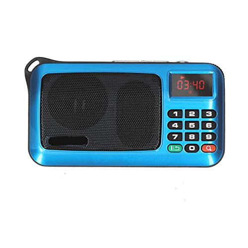 Tragbares FM-Radio, FM-Transistorradio mit Fernempfang für Den Innen- und Außenbereich, Tragbares Radio mit LED-Bildschirm und Taschenlampe (Blau) von ASHATA