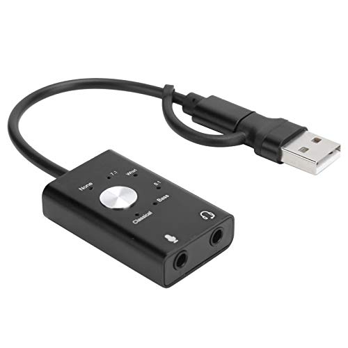 TypeC auf Audio-Soundkarte, 7.1 Kanal Laptop Externe 2-in-1 Soundkarte USB Audio Adapter, Typ C Externe Stereo-Soundkarte für OS X V9.0 oder höher von ASHATA