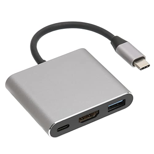 USB C Hub, 3 in 1 4K UHD 30 Hz Typ C zu HD Multimedia Schnittstelle mit USB 3.0, USB C Stromversorgung, USB C Displayport Hub, für IOS Laptop, Andere USB C Geräte von ASHATA