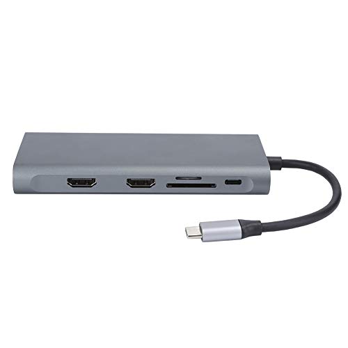 USB C Hub, Tragbarer 12-in-1-USB 3.0 für VGA PD USB-Hub, Erweiterungsdock aus Aluminiumlegierung HD 4K USB C-Dockingstation für Laptop-Dockingstation-Adapter von ASHATA