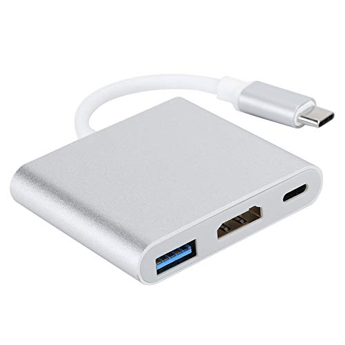 USB C Hub HDMI-Adapter, 3-in-1-Hub Typ C USB 3.1 bis USB 4 C USB 3.0 Adapter HDMI-Kabel für Maustastatur TV U Disk PC Tablet usw. von ASHATA